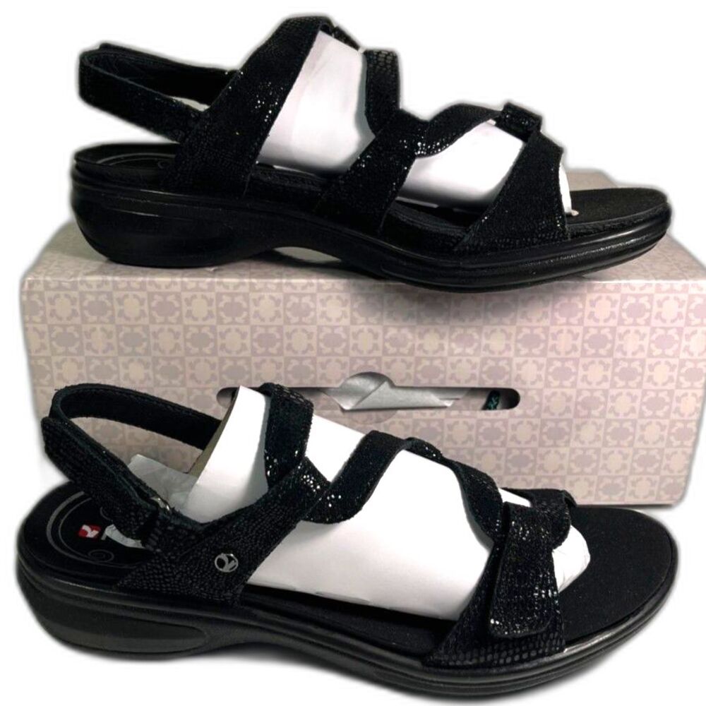 Revere Women's Emerald Black Lizard Orthopedic Sandals SZ 7M NEW